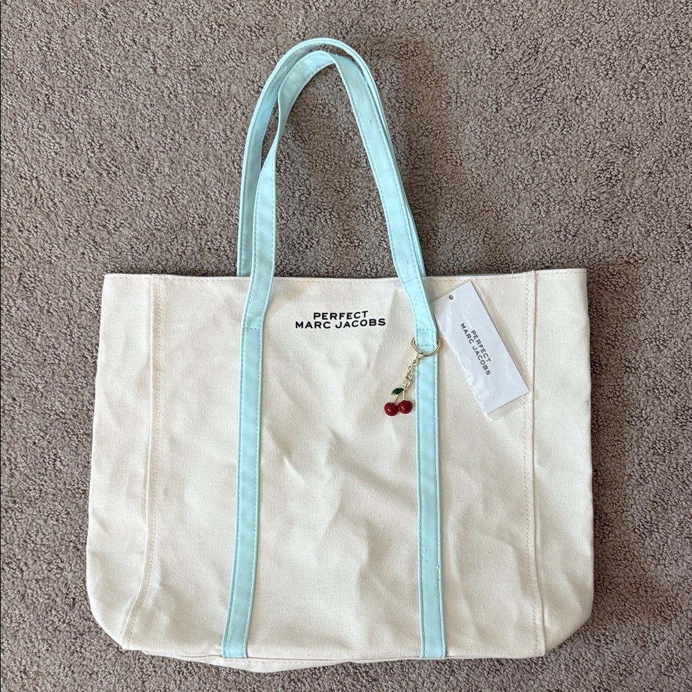 Marc Jacobs Cream Tote with Blue Straps